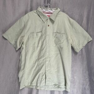 Toes on the Nose Shirt Mens Large Green Plaid Short Sleeve Button Front Surf